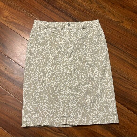 NYDJ leopard/cheetah animal print beige/white midi skirt - Picture 1 of 4